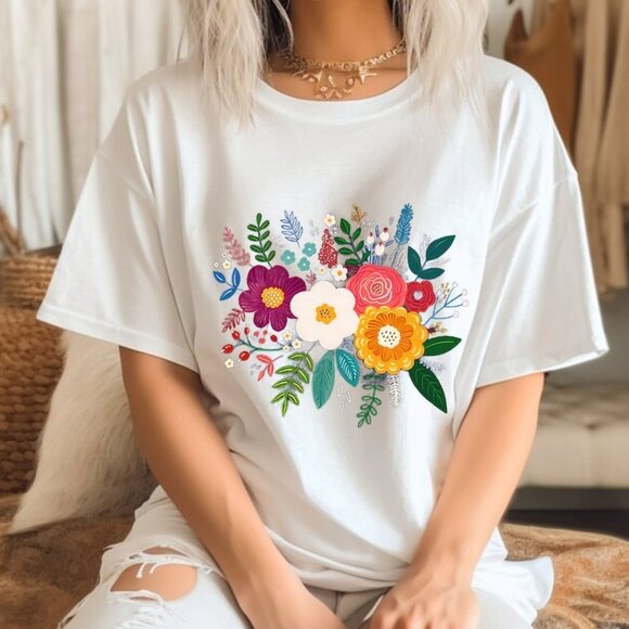 Tops - Botanical Shirt, Wild Flower Shirt, Flower T Shirt, Floral Shirt